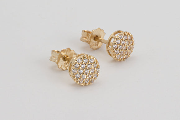 Fine 18k Yellow Gold Earrings with Simulated Diamonds