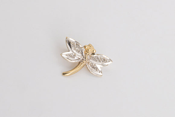 Menton is a beautiful, delicate Dragonfly pendant made with 18k yellow and white gold.  Dragonflies in almost every part of the world symbolise change and transformation. This limited edition tiny shaped Dragonfly pendant is designed with a mix of two colours, white and yellow gold giving it a unique and playful design.